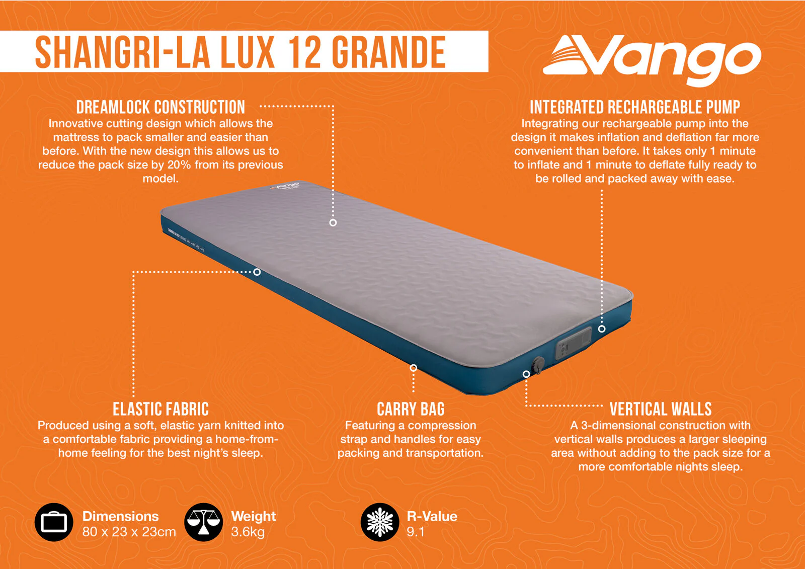 Vango Shangri-La Lux 12 Grande Self-Inflating Sleeping Mat - Image 2