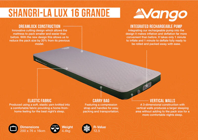 Vango Shangri-La II 16 Grande Single Self-Inflating Mattress - Image 4