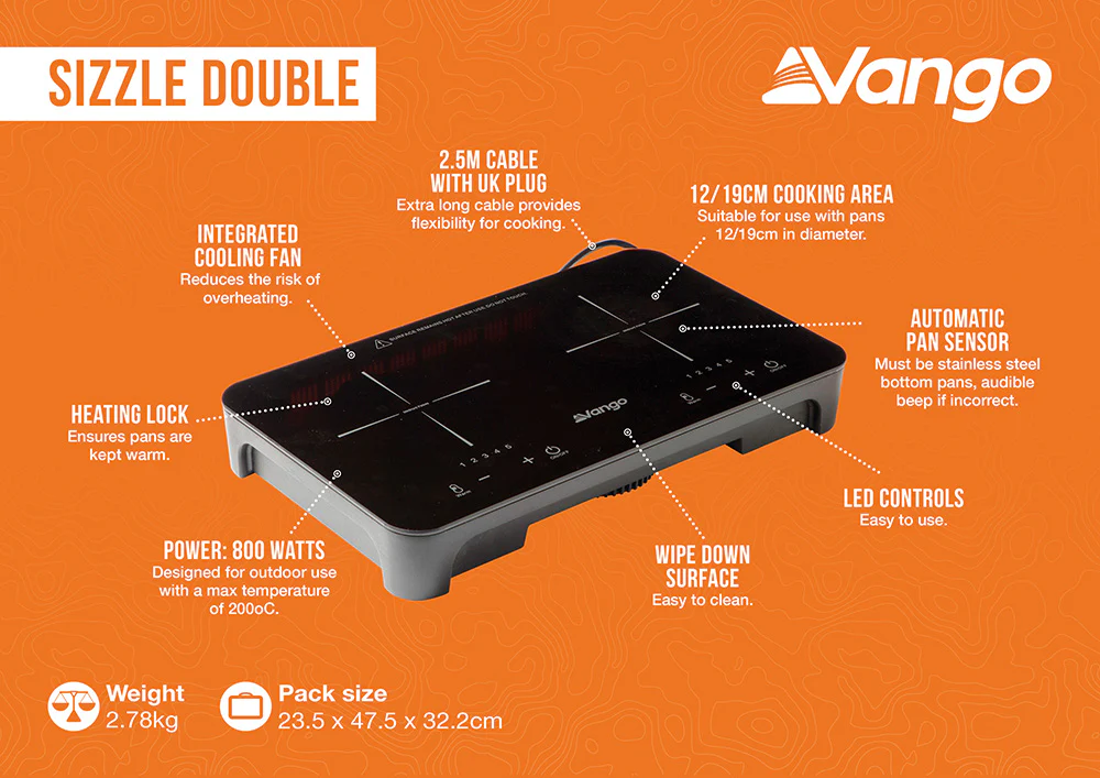 Vango Sizzle Double Induction Hob - Image 2