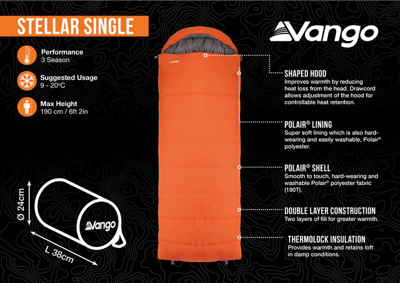 Vango Stellar Single Sleeping Bag - Harissa - Image 4