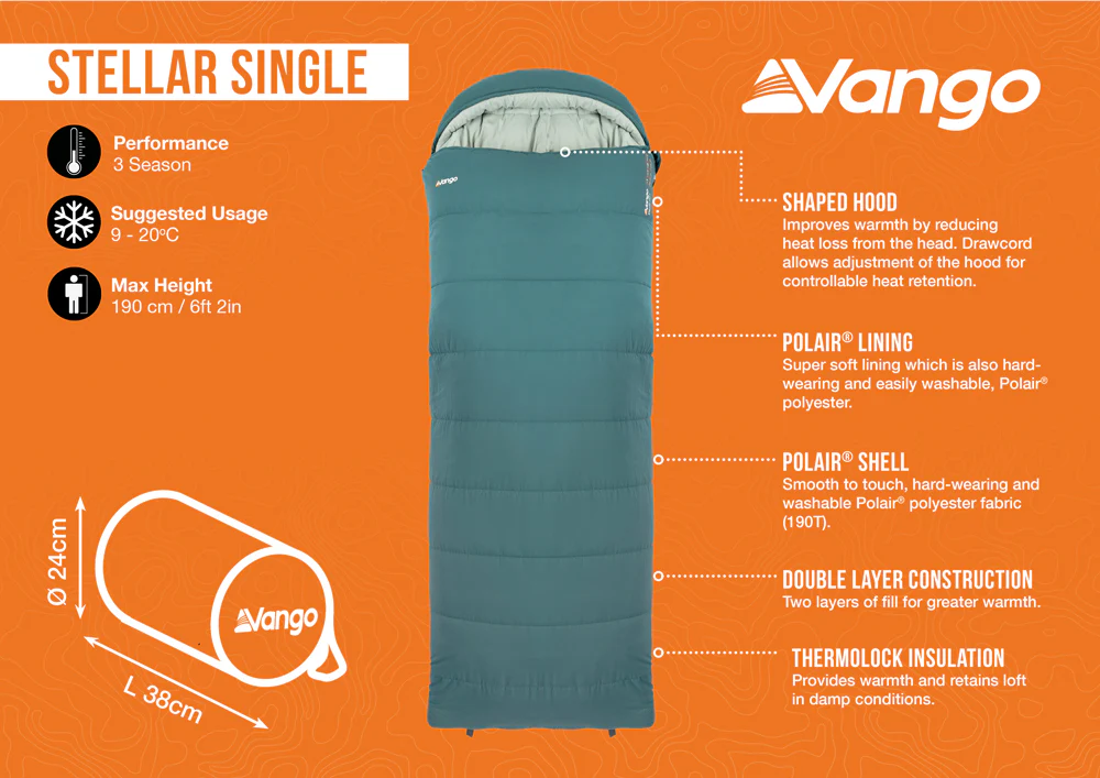 Vango Stellar Single Sleeping Bag - Oasis - Image 5