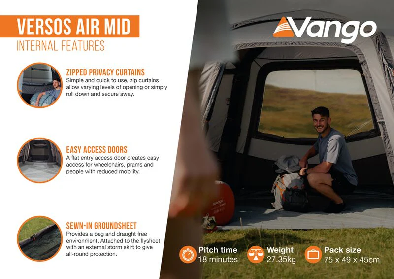 Vango Versos Air Mid Drive-Away Awning (215-255cm) - Image 3