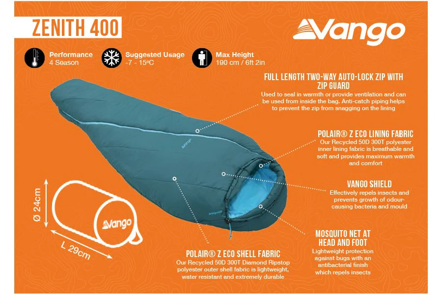 Vango Zenith 400 Sleeping Bag - Image 3