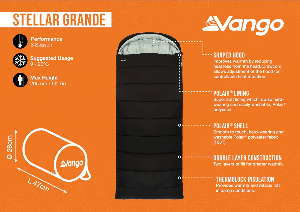 Vango Stellar Grande Sleeping Bag - Black - Image 4