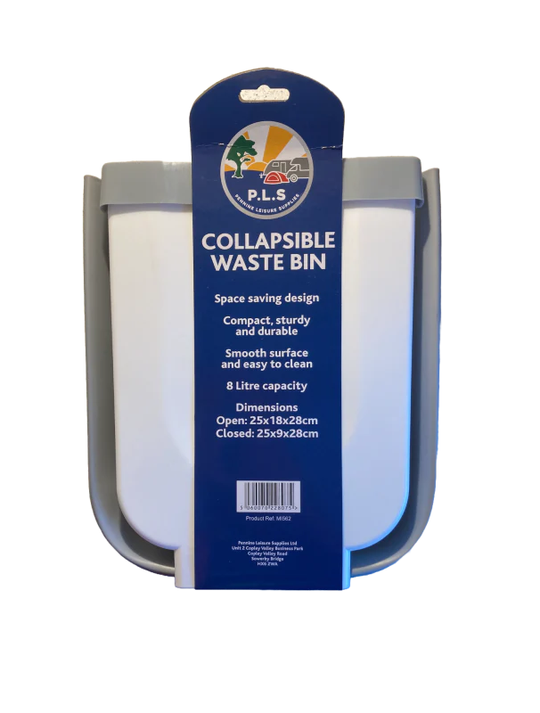 White/Grey Collapsible Waste Bin - Large 28cm